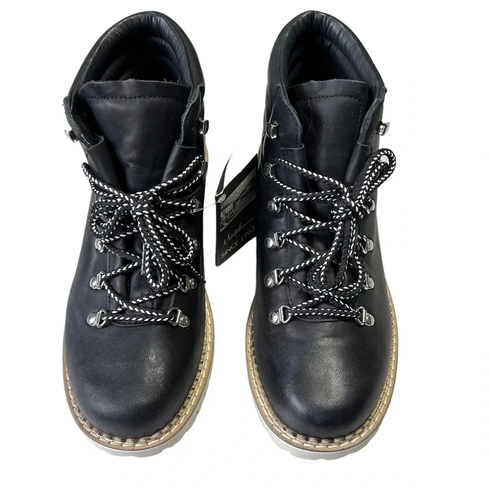 Montelliana Boots Womens Size 10 1965 Margherita Black Leather Ankle Hiking Boot - Picture 3 of 12